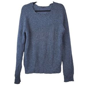 Theory Women small Chunky Knit‎ Blue Pullover Sweater Cotton Blend Round Neck